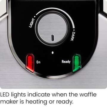 Chefman Rotating Belgian Waffle Maker, 180° Flip Iron w/ Non-Stick Plates, Adjustable Timer, Locking Lid, & Drip Plate, Space Saving Storage, Mess-Free Breakfast, Stainless Steel/Black