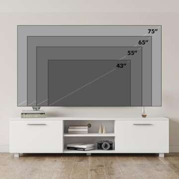 Kennkari TV Stand for 50 55 60 65 70 75 Inch TV Entertainment Center for Living Room TV Table Modern TV Media Console with Storage Simple Gaming TV Cabinet with Shelves (White)