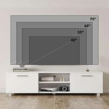 Kennkari TV Stand for 50 55 60 65 70 75 Inch TV Entertainment Center for Living Room TV Table Modern TV Media Console with Storage Simple Gaming TV Cabinet with Shelves (White)