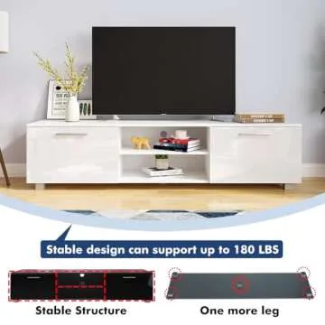 Kennkari TV Stand for 50 55 60 65 70 75 Inch TV Entertainment Center for Living Room TV Table Modern TV Media Console with Storage Simple Gaming TV Cabinet with Shelves (White)