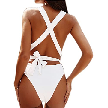 KBREAUR Sexy V Neck Halter One Piece Swimsuit for Women