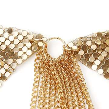 Large Body Chain Rhinestone Top Women - CheerHP Sparkling Reusable Adjustable Women Body Jewelry Golden or Sliver Metal Bra (golden 1/plus)