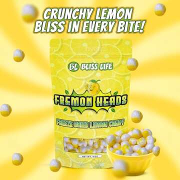 Bliss Life Freeze Dried Lemon Candy, Sour Crunchy Sweet, For Parties, Classroom, Office, Goodie Bags, Snack for Kids Variety of Flavors (10oz)
