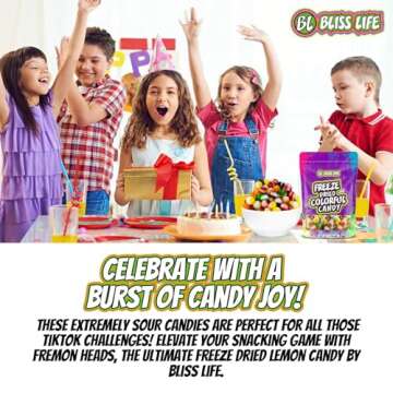 Bliss Life Freeze Dried Lemon Candy, Sour Crunchy Sweet, For Parties, Classroom, Office, Goodie Bags, Snack for Kids Variety of Flavors (10oz)
