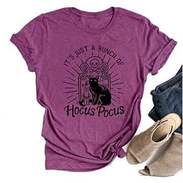 Tuwbue Hocus Pocus Shirt - Sanderson Sisters Funny Halloween Tee for Women (S, Purple3)