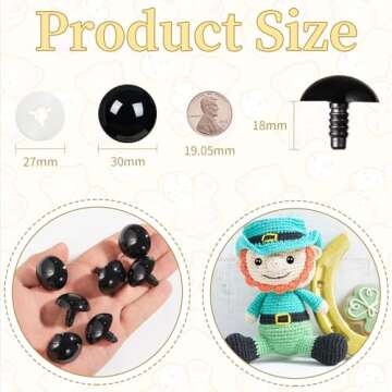 MUCUNNIA 24pcs 30mm Upgraded Safety Eyes for Crocheting Crochet Amigurumi Eyes for Crochet Animals w...