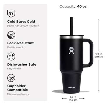 Hydro Flask 40 Oz Insulated Tumbler with Straw and Handle