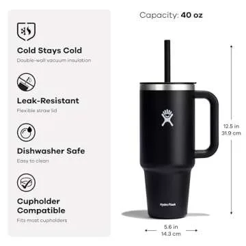 Hydro Flask 40 Oz Insulated Tumbler with Straw and Handle