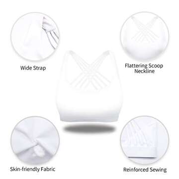 YIANNA Strappy Padded Sports Bra for Women Activewear Medium Support Workout Yoga Bra Tops, YA-BRA147-White-XXL