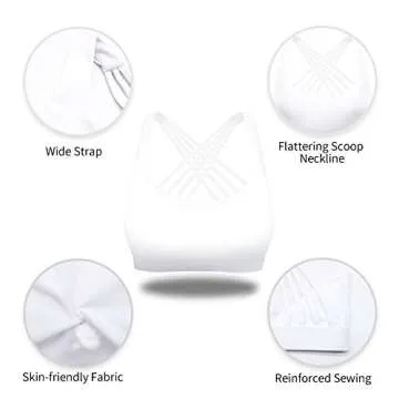 YIANNA Strappy Padded Sports Bra for Women Activewear Medium Support Workout Yoga Bra Tops, YA-BRA147-White-XXL