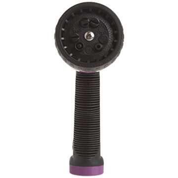 Dramm Revolver Heavy Duty 9 Pattern Quick Click Adjustable Garden Hose Spray Nozzle with Trigger Style Handle, for your Car, Boat, Deck, Sidewalk, Flowers and Young Trees, Berry