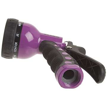 Dramm Revolver Heavy Duty 9 Pattern Quick Click Adjustable Garden Hose Spray Nozzle with Trigger Style Handle, for your Car, Boat, Deck, Sidewalk, Flowers and Young Trees, Berry