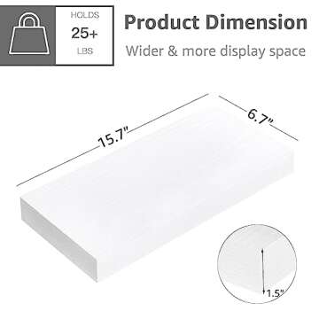 QEEIG Floating Shelves for Wall Bathroom Shelf Bedroom Kitchen Living Room Farmhouse Small Book Shelf 16 inch Set of 3, White (015-W3)