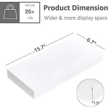 QEEIG Floating Shelves for Wall Bathroom Shelf Bedroom Kitchen Living Room Farmhouse Small Book Shelf 16 inch Set of 3, White (015-W3)