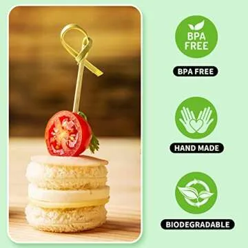 200PCS Bamboo Cocktail Picks - Decorative 4.7 Inch Skewers for Parties