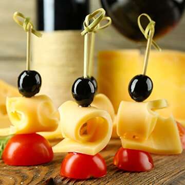 200PCS Bamboo Cocktail Picks - Eco-Friendly Appetizer Sticks