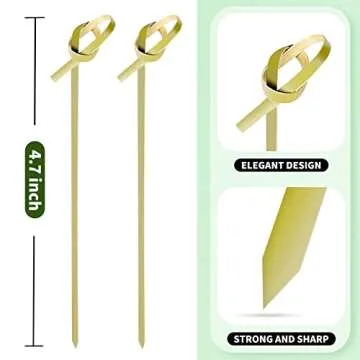 200PCS Bamboo Cocktail Picks - Eco-Friendly Appetizer Sticks
