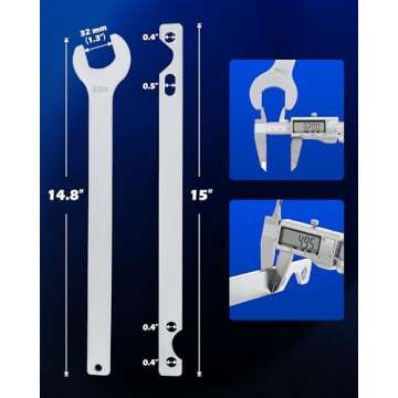 Orion Motor Tech Fan Clutch Wrench Set with 32mm Nut and Water Pump Pulley Holder for BMW E34 E36 E39 E46 E90, 2pc, Silver