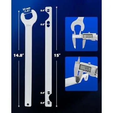 Orion Motor Tech Fan Clutch Wrench Set with 32mm Nut and Water Pump Pulley Holder for BMW E34 E36 E39 E46 E90, 2pc, Silver