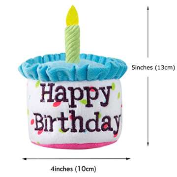 Ushang Pet Happy Birthday Cake Catnip Toys, Birthday Cake Shaped Chew Toys for Kitten Funny Cats Gifts Plush Cat Birthday Party Toys, Blue
