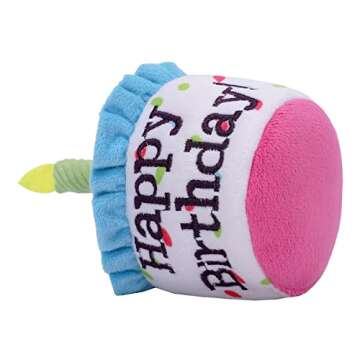 Ushang Pet Happy Birthday Cake Catnip Toys, Birthday Cake Shaped Chew Toys for Kitten Funny Cats Gifts Plush Cat Birthday Party Toys, Blue