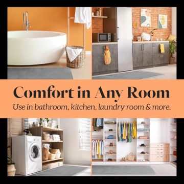 Genteele Bath Mat - Non Slip Grey Memory Foam Rug - 17" x 24"