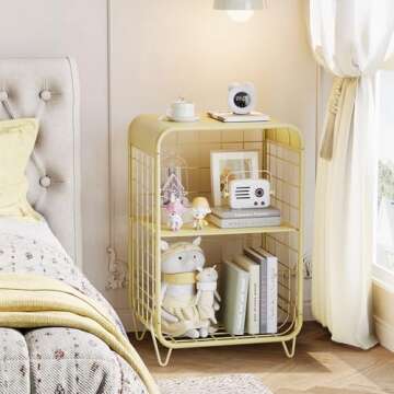 APEXCHASER Cute Nightstand,Metal Side Table,3-Tier Modern End Table with Storage, Small Coffee Table...