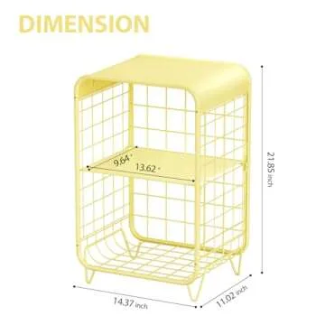 APEXCHASER Cute Nightstand,Metal Side Table,3-Tier Modern End Table with Storage, Small Coffee Tables for Small Spaces,Coffee Table for Living Room, Bedroom,Dorm,Yellow