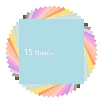 AHIJOY Pastel Adhesive Vinyl Bundle 15 Pack 12"x12" Pale/Light Colors Permanent Vinyl Sheets for Sil...