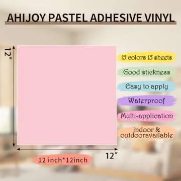 AHIJOY Pastel Adhesive Vinyl Bundle 15 Pack 12"x12" Pale/Light Colors Permanent Vinyl Sheets for Silhouette Cameo,15 Matte Colors