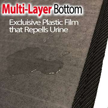 iPrimio Large Cat Litter Trapper Mat with Exclusive Urine/Waterproof Layer - Cat Litter Mat - Larger Holes with Urine Puppy Pad Option for Messy Cats - Soft on Paws and Light - 30" x 23" (Black Color)