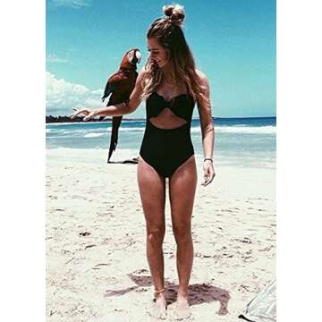 Cupshe Fashion Women's Sexy Irregular Hem One Piece Padded Bikini Set (Small), Black