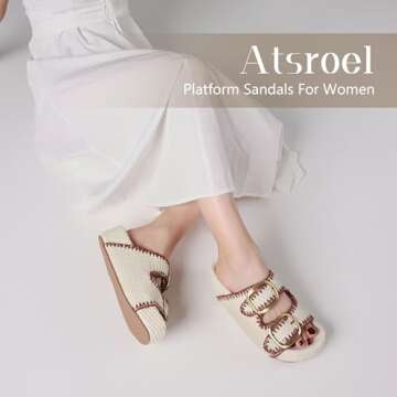Atsroel White Raffia Sandals Comfortable Summer Wear
