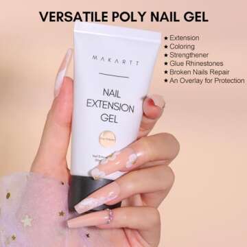 Makartt Poly Nail Gel: 50ML Nude Nature Day-dream Classic Colored Gels Builder for Extension Strengt...