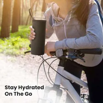 Chef's Star Glass Bottles, Stainless Steel Cap with Wrist Strap, for Drinks, Juice, 16 oz, Pack of 6