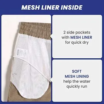 maamgic Mens 7" Stretch Swim Trunks Quick Dry Mesh Lining Swimwear Bathing Suits Solid Khaki Large