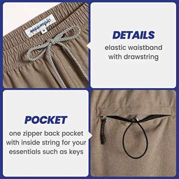 maamgic Mens 7" Stretch Swim Trunks Quick Dry Mesh Lining Swimwear Bathing Suits Solid Khaki Large