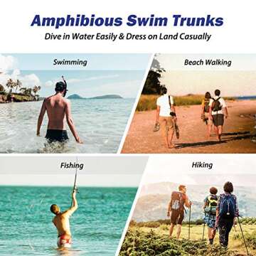 maamgic Mens 7" Stretch Swim Trunks Quick Dry Mesh Lining Swimwear Bathing Suits Solid Khaki Large