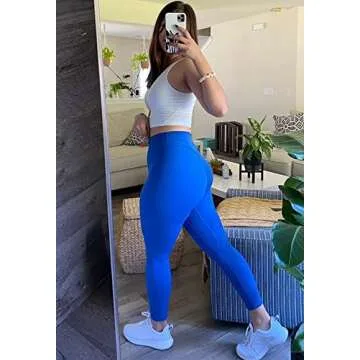 TomTiger Yoga Pants for Women 25''- High Waist Workout Leggings Tummy Control Butt Lifting Booty Tights 7/8 (Classic Blue,XS)
