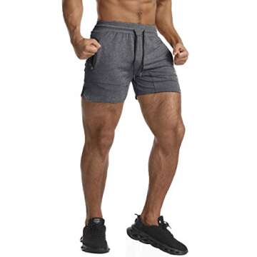 EVERWORTH Men's Solid Gym Workout Shorts Bodybuilding Running Fitted Training Jogging Short Pants wi...