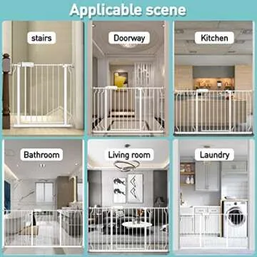 WAOWAO Extra Wide Baby Gate 57.48"-62.20" Walk Thru Pressure Mount Auto Close White Metal Child Dog Pet Safety Stairs,Doorways,Kitchen