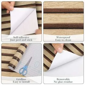 Arthome Waterproof Peel and Stick Wood Slat Wallpaper