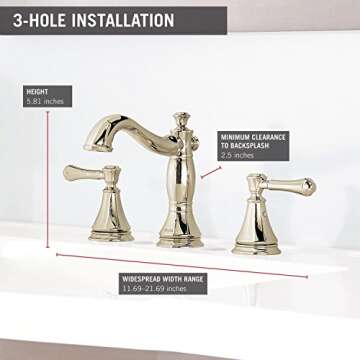 Delta Cassidy Widespread Faucet with Metal Drain Assembly