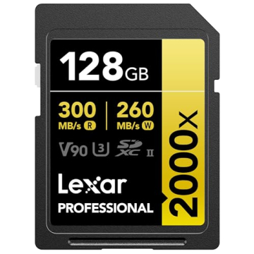 Lexar 128GB Professional 2000x SDXC Memory Card, UHS-II, C10, U3, V90, Full-HD & 8K Video, Up To 300...