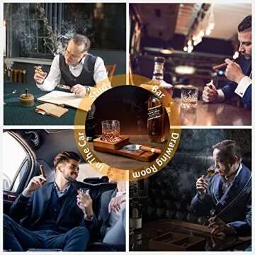 Luxury Solid Wood Cigar Ashtray With Whiskey Glass Tray