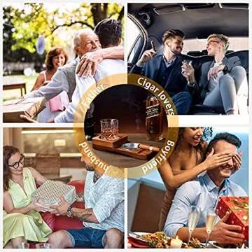 Luxury Solid Wood Cigar Ashtray With Whiskey Glass Tray