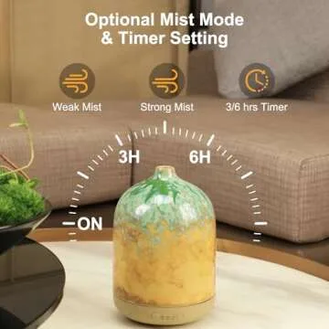 KAKODA Ceramic Essential Oil Diffusers for Home, Decorative Bedroom Aromatherapy Scent Air Diffuser Reactive Glaze Ultrasonic Aroma Defusers 250ml with Timed