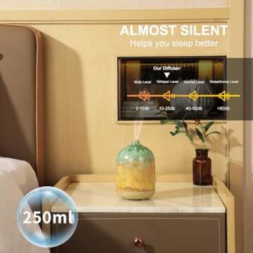 KAKODA Ceramic Essential Oil Diffusers for Home, Decorative Bedroom Aromatherapy Scent Air Diffuser Reactive Glaze Ultrasonic Aroma Defusers 250ml with Timed