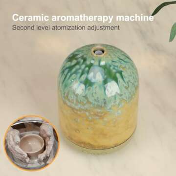 KAKODA Ceramic Essential Oil Diffusers for Home, Decorative Bedroom Aromatherapy Scent Air Diffuser Reactive Glaze Ultrasonic Aroma Defusers 250ml with Timed