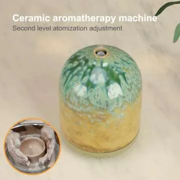 KAKODA Ceramic Essential Oil Diffusers for Home, Decorative Bedroom Aromatherapy Scent Air Diffuser Reactive Glaze Ultrasonic Aroma Defusers 250ml with Timed